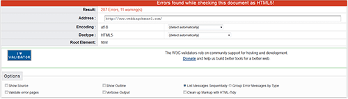 Results in W3C Validator