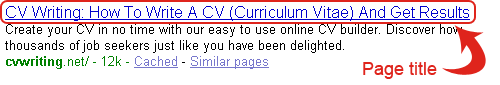 Page's title in Google results