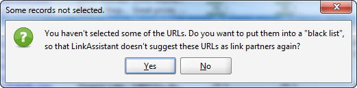 LinkAssistant suggests to blacklist some partners