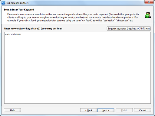 Keyword Form in LinkAssistant