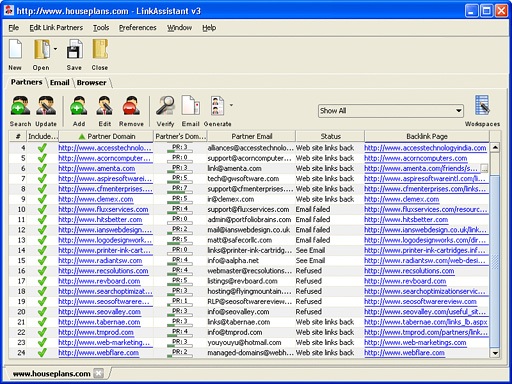 Record of partners in LinkAssistant