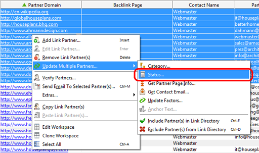 Setting statuses for multiple partners