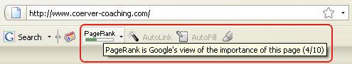 Google PR in the toolbar