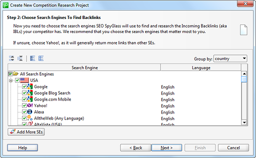 Search Engines choice