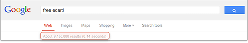 Google competition for the free ecard keyword