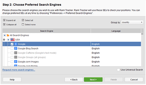 Select Search EnginesL