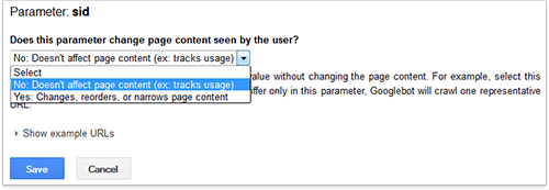 Editing parameter settings