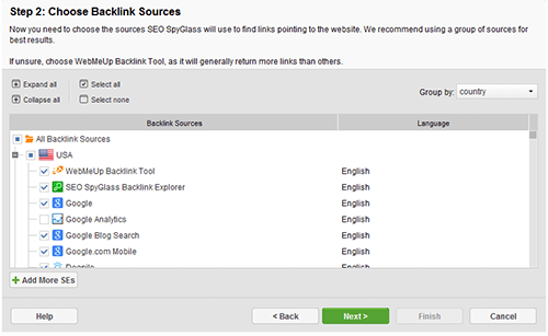 Choosing backlink sources