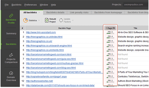 Page PR in SEO SpyGlass