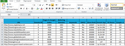 Sample partner list with Quality Factors marked